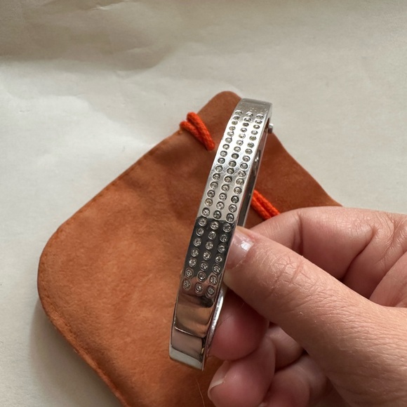 Vintage Foli Follie stainless silver steel bangle bracelet w/Swarovski crystals - Picture 1 of 7